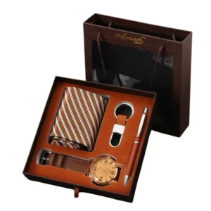 elegant office gift set with striped wallet watch and accessories