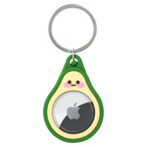 avocado silicone AirTag keychain holder with keyring for Apple tracking device
