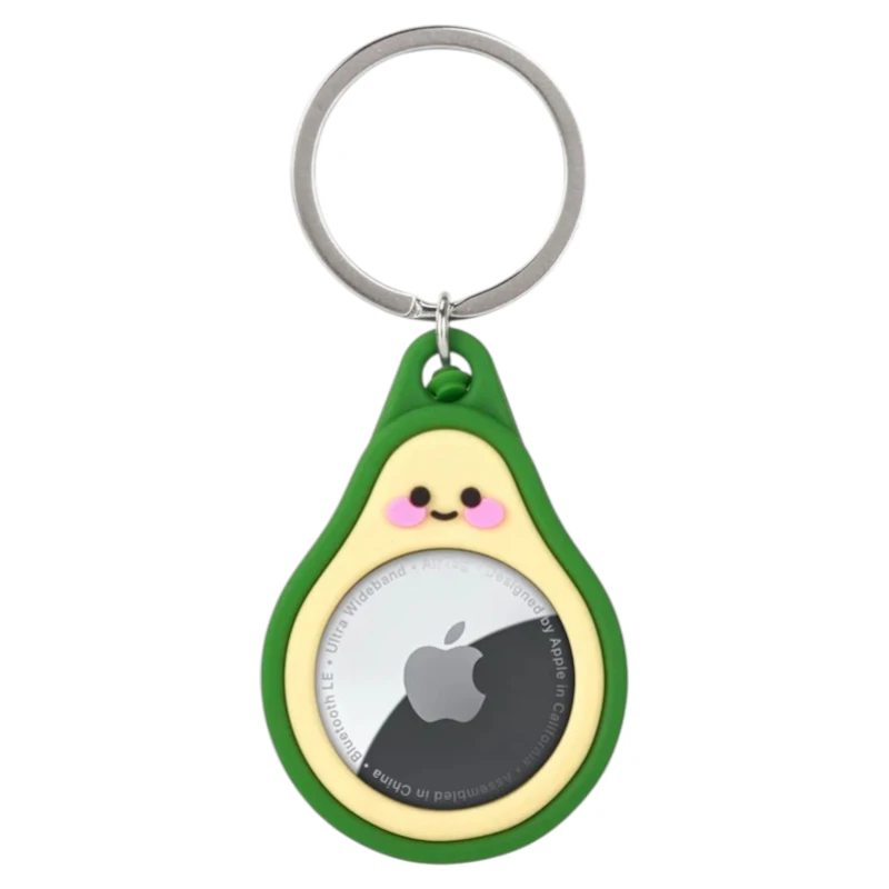 Custom Airtag Protective Case avocado silicone AirTag keychain holder with keyring for Apple tracking device