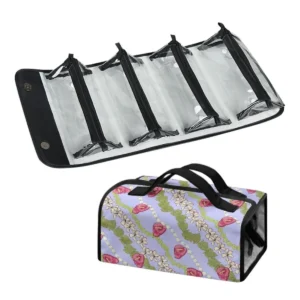 stylish portable cosmetic travel bag with detachable clear storage pouches