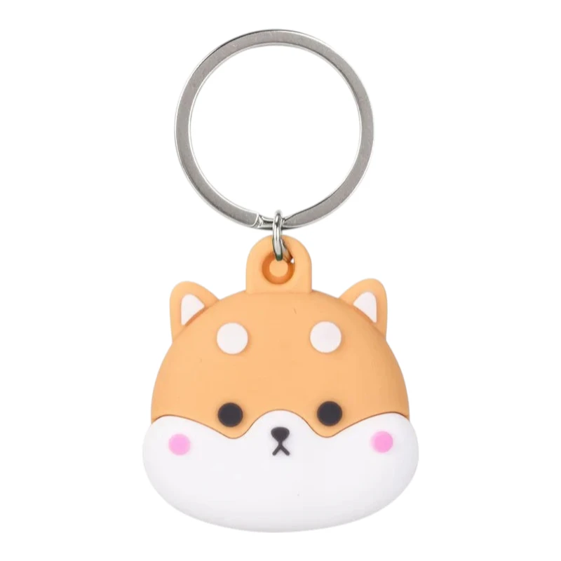 Custom Airtag Protective Case cute shiba inu dog AirTag keychain holder with metal keyring