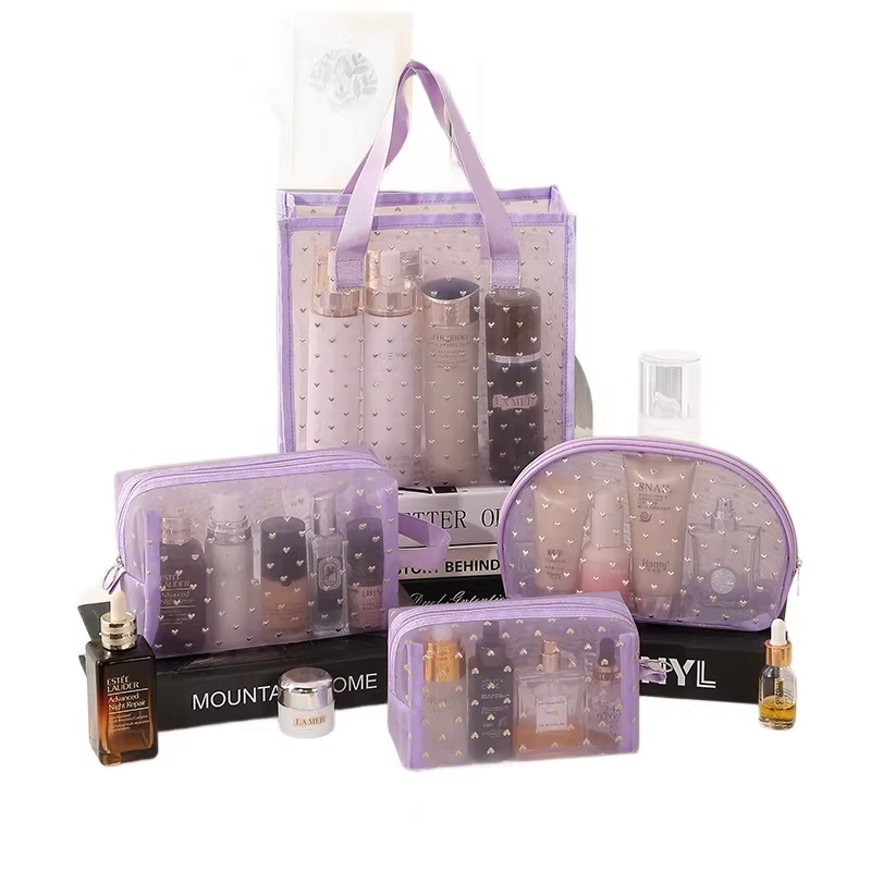 Custom Transparent Mesh Cosmetic Bag Travel Toiletry Organizer portable transparent toiletry bag with compartments for easy storage and visibility