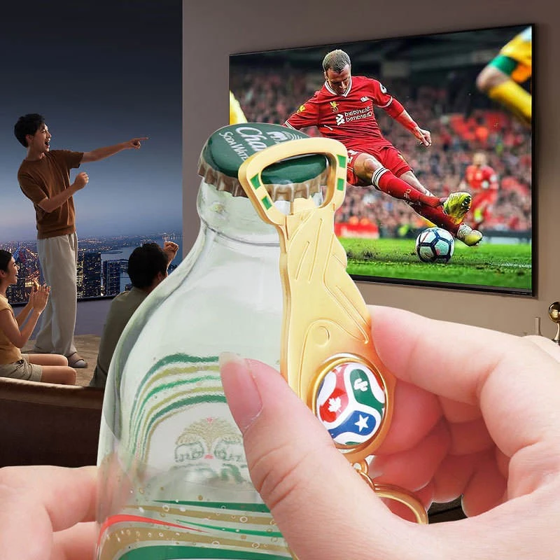Custom Football Bottle Opener Keychain novelty football trophy bottle opener keychain for sports events