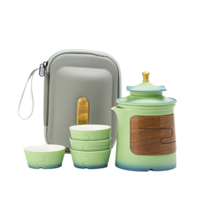 travel tea set with portable case including teapot and cups for outdoor and gifting use