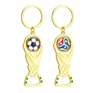 custom gold football trophy keychain with soccer ball design