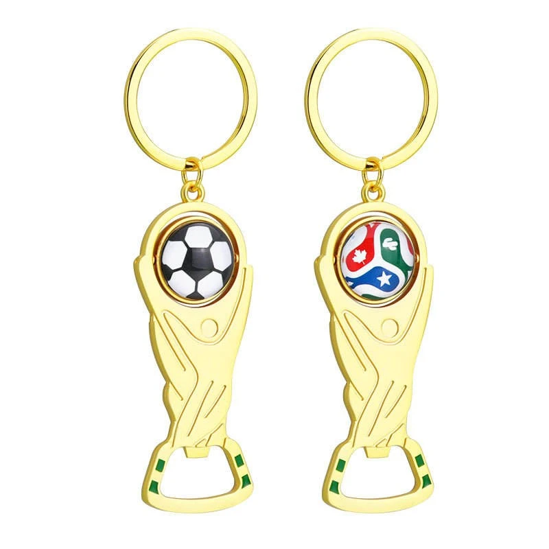 Custom Football Bottle Opener Keychain custom gold football trophy keychain with soccer ball design