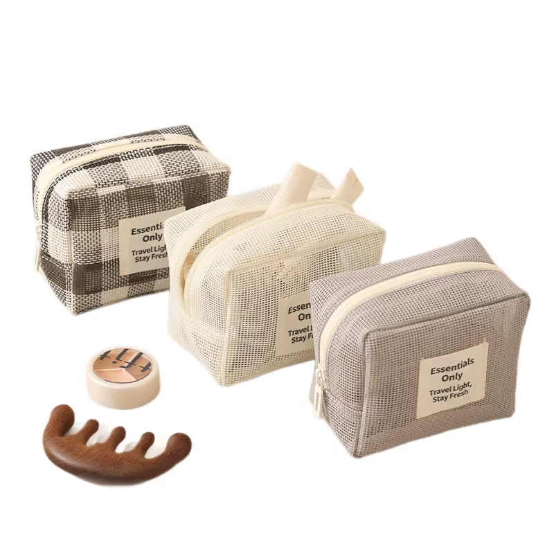 Breathable Mesh Cosmetic Bag Lightweight Travel Organizer custom mesh makeup bag with logo suitable for corporate gifts and travel use