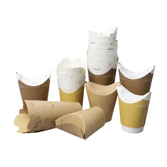 Custom Butterfly Paper Cups kraft paper food container cone with inner lining for snacks and takeaway packaging