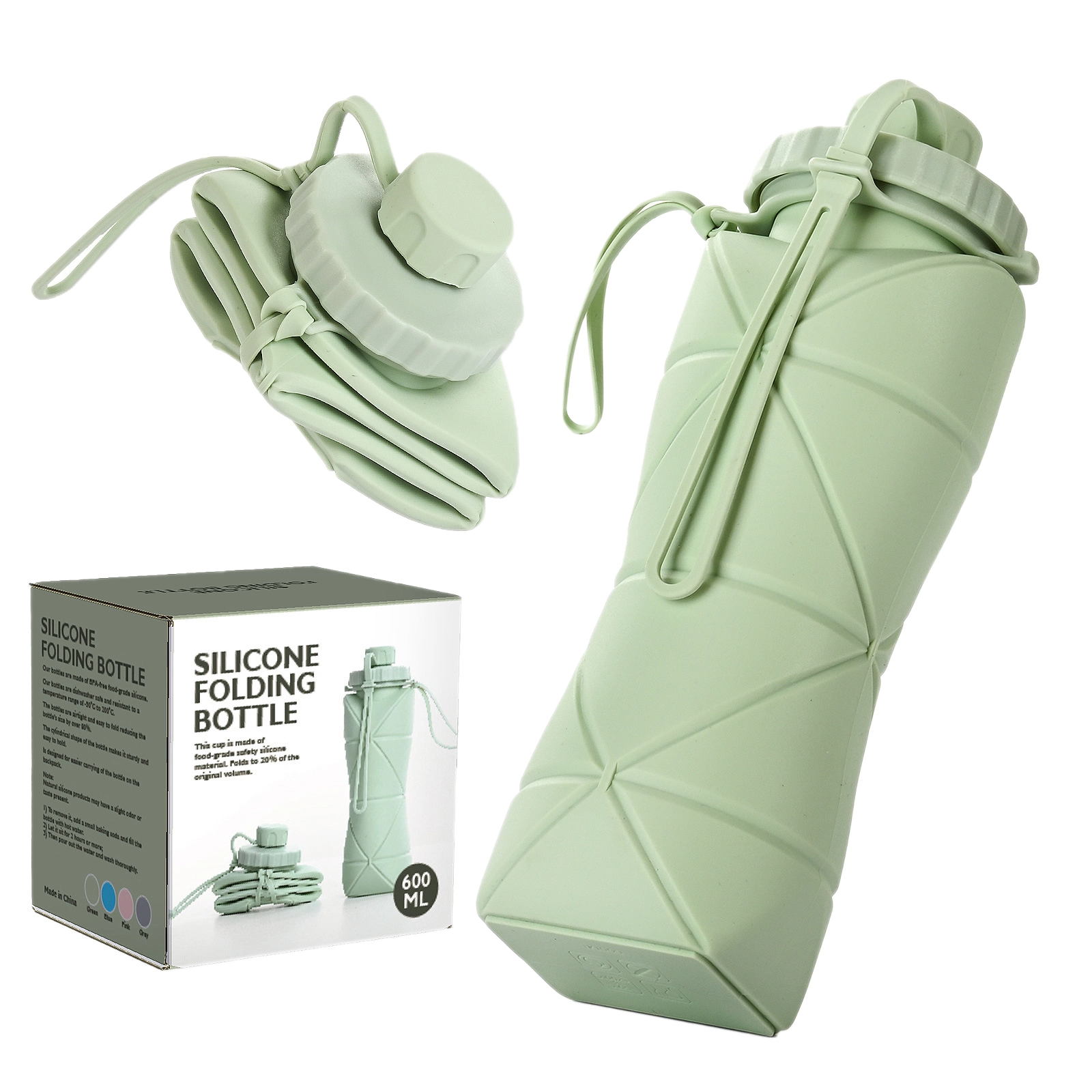 Foldable Outdoor Water Bottle reusable folding water bottle with strap for convenient travel and daily hydration