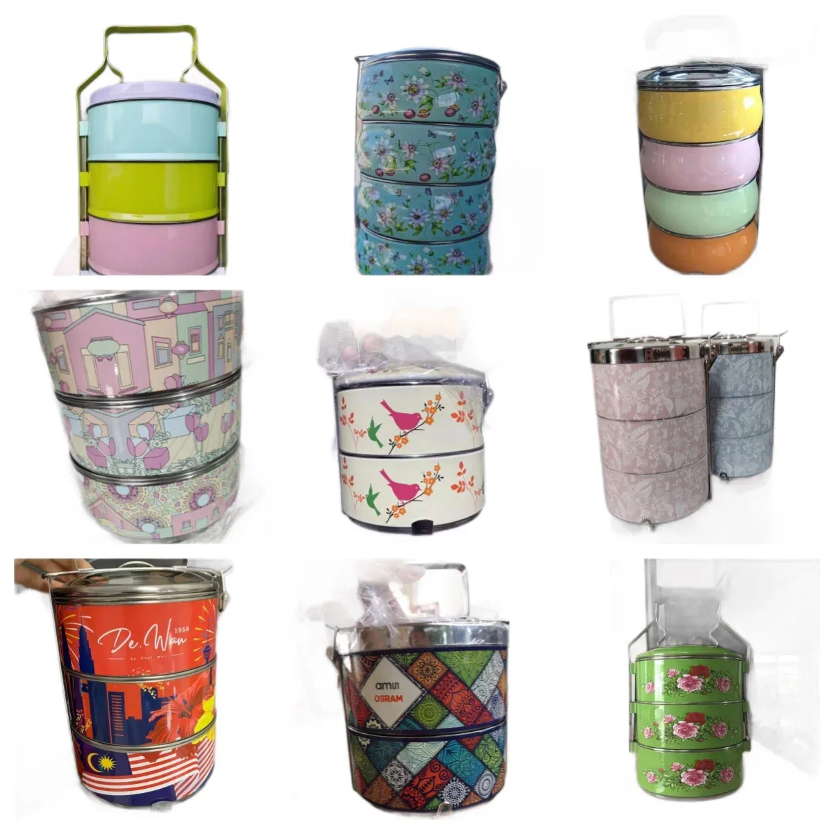 Customized Lunch Tiffin Box stackable tiffin lunch box with multiple tiers and handle for carrying meals