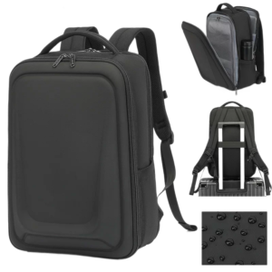 structured business backpack with organized compartments for laptop and essentials