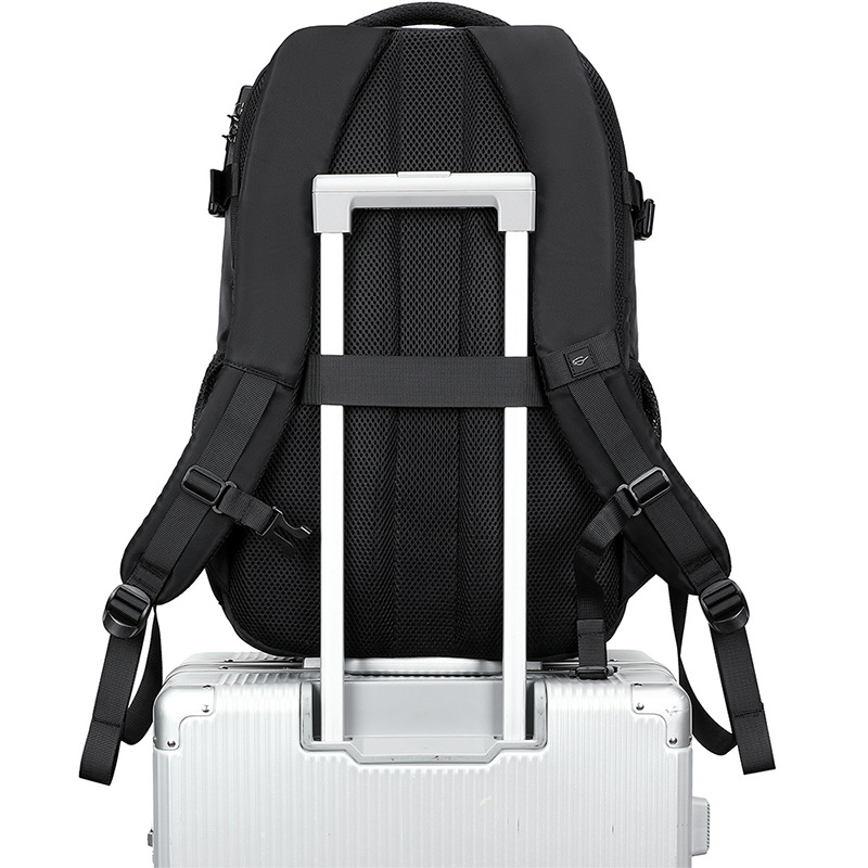 17-Inch Waterproof Travel Laptop Backpack backpack with trolley sleeve for attaching to luggage during travel