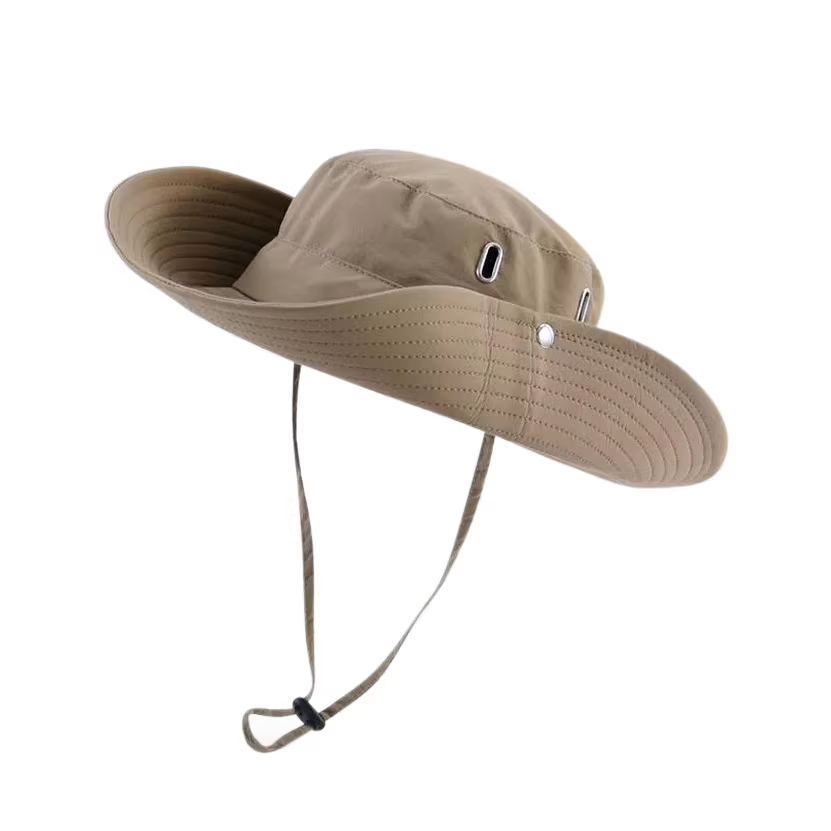 wide brim outdoor sun hat with chin strap for sun protection and breathable comfort
