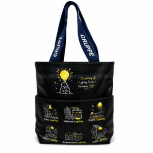 Custom PU leather bag with inner pocket and full color logo printing for corporate promotional gifts