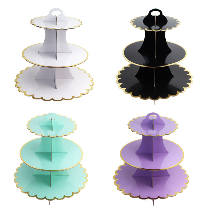 Party 3 Tier Paper Dessert Stand tiered party dessert holder for cupcakes snacks and celebration treats