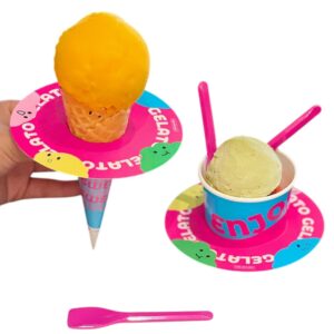 disposable ice cream holder ring for convenient dessert serving and handling