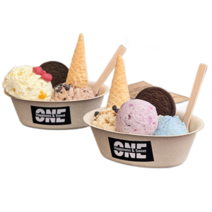 eco friendly food paper bowl for takeaway snacks and dessert packaging