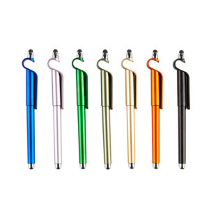 hook style promotional pen with clip design for convenient carrying and branding