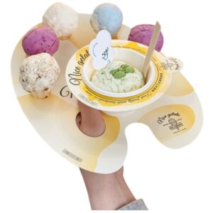 ce cream holder tray with multiple slots for cups cones and dessert serving