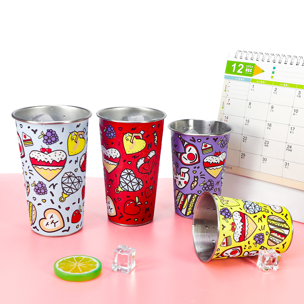 Aluminium Cup Printing Assorted custom aluminum cups with full color wraparound printing for promotions