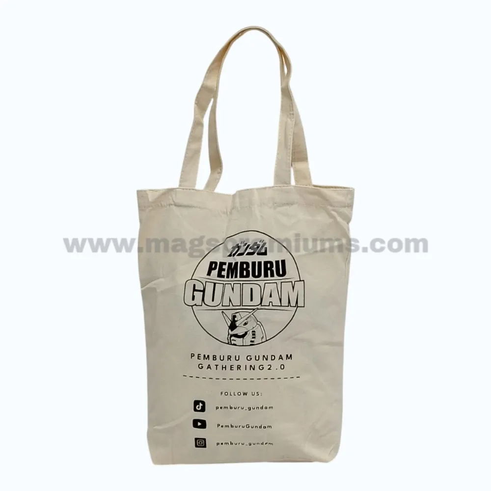 10oz Canvas Tote Bag Natural canvas tote bag with custom event logo and black screen printing