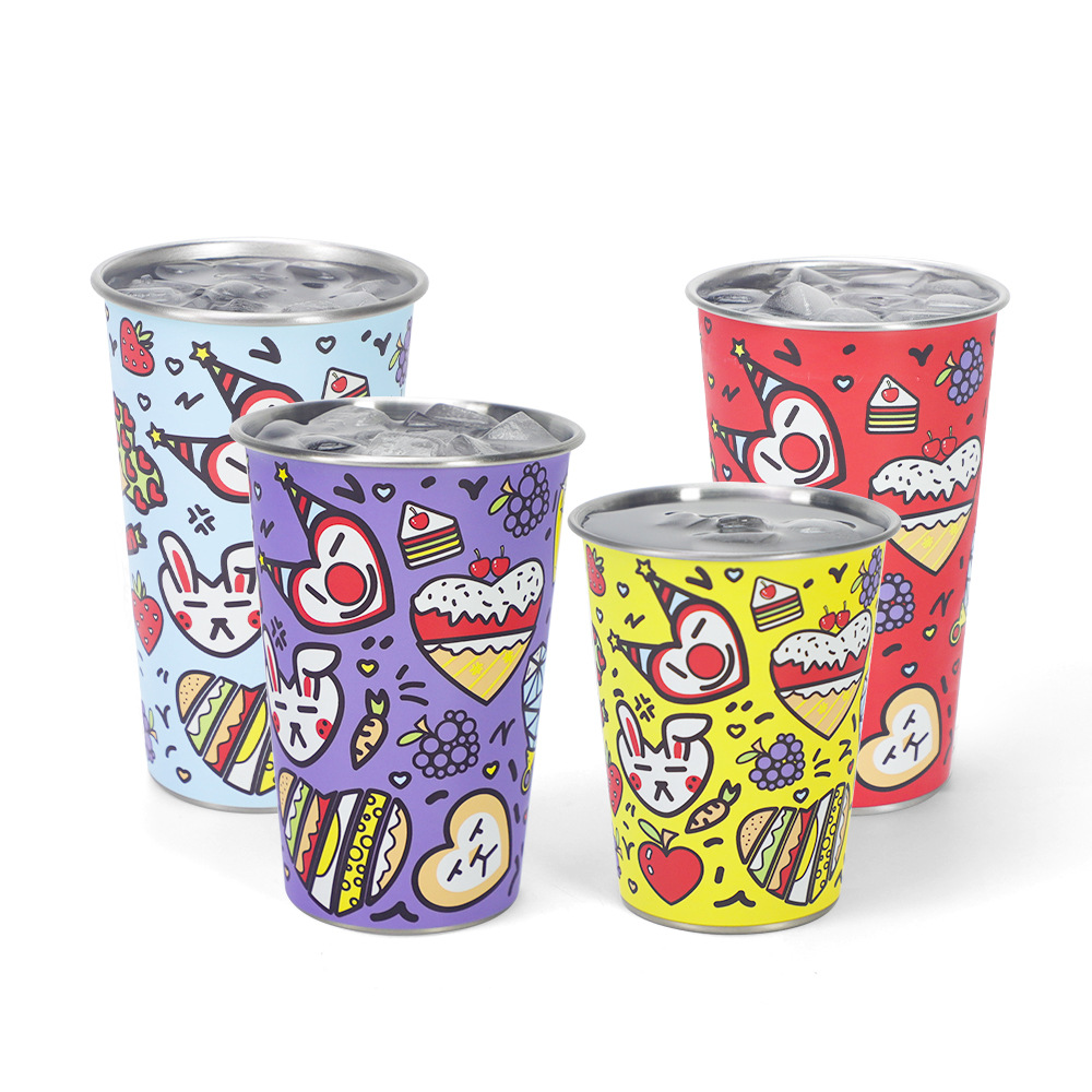 Aluminium Cup Printing Colorful custom aluminum tumblers with promotional graphic printing and branding