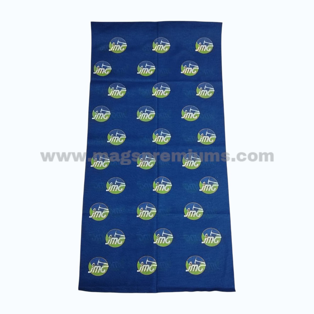 Skull Neck Gaiter Blue custom multifunctional bandana with repeated logo printing