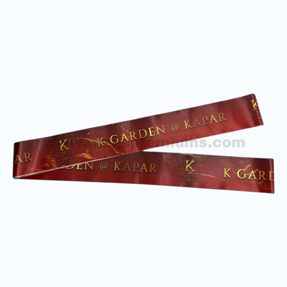 Ribbon Cutting Ceremony Supplier custom printed satin ribbon with logo branding for gift wrapping and packaging.