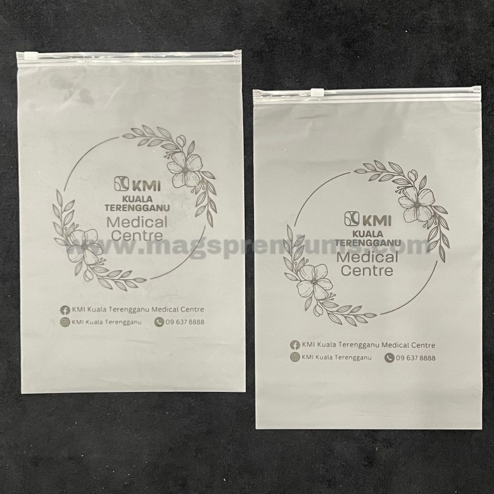 PE Zipper Lock Bag Frosted zip lock plastic pouch with custom medical centre logo printing