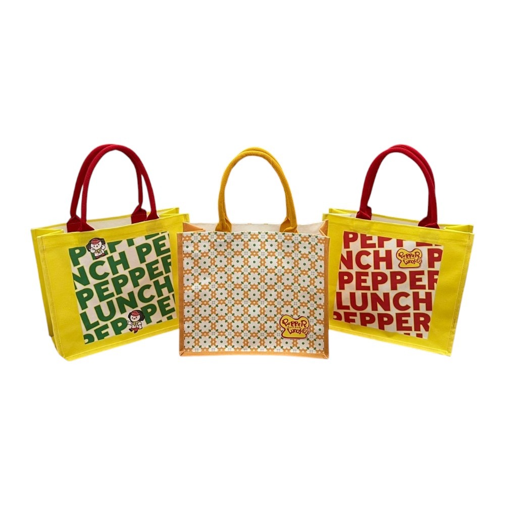 Tote Bag Printing Custom laminated woven bags with full-color promotional printing and handles.