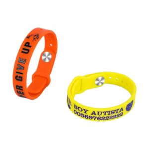 Adjustable silicone awareness wristbands with custom messages and logo printing