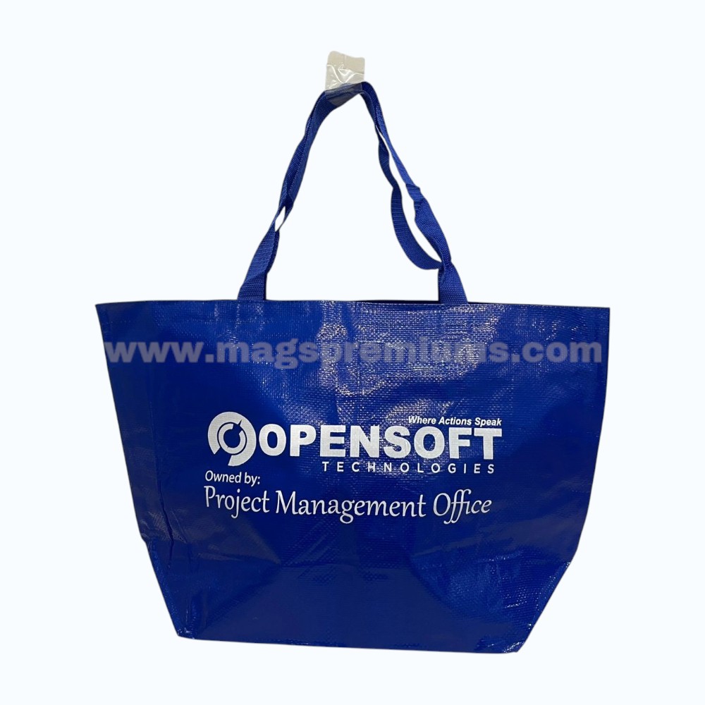 PP Woven Bag Blue woven laminated shopping bag with logo print