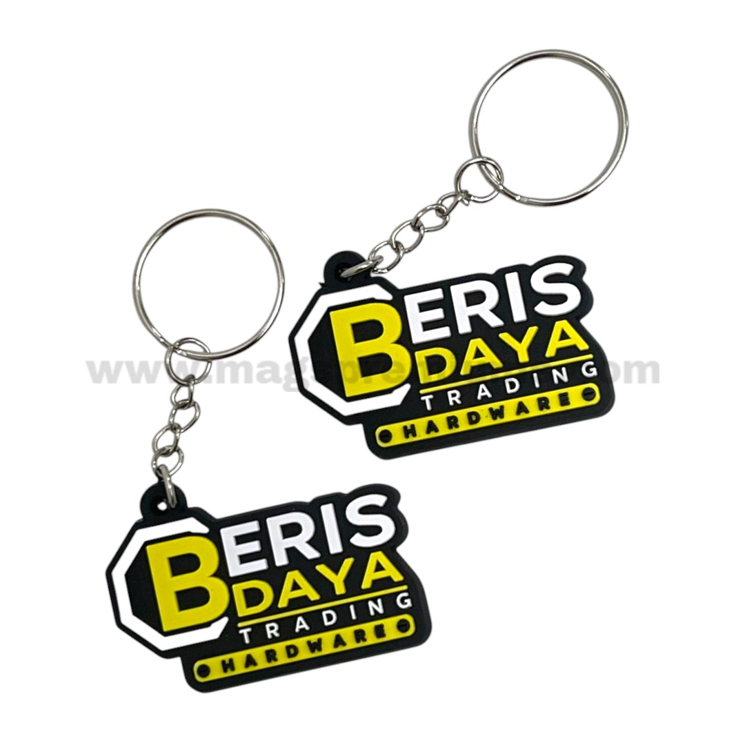 PVC Keychain Soft PVC keychain with embossed logo and metal key ring for promotional giveaways and corporate branding.