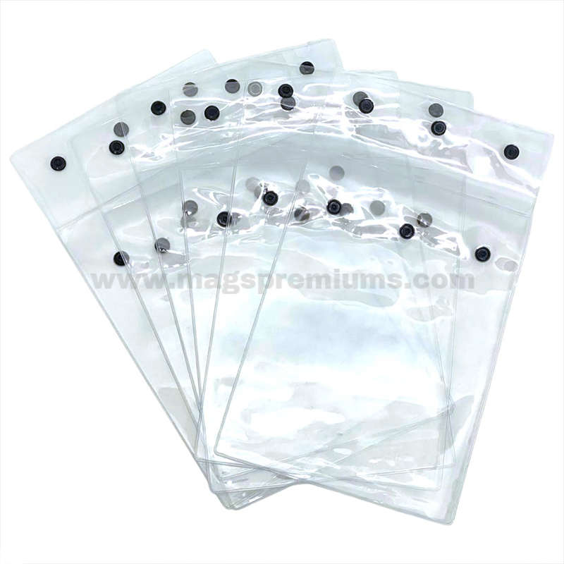 PVC Button Bag Transparent PVC button bag with snap closure for document storage, office use and conference materials.