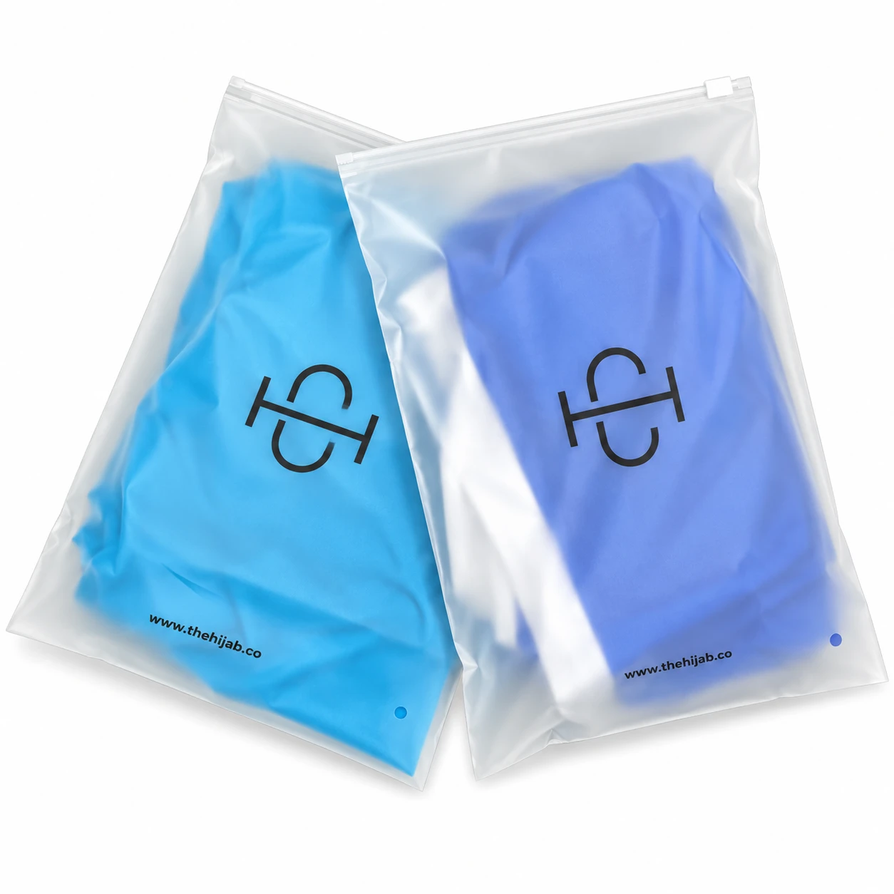PE Zipper Lock Bag Frosted PE ziplock bags with printed logo and website, packing folded clothing